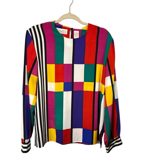 STYLE BUNDLE Women’s Vintage Bold Colorful Blazer Dress Shirt Print Red BW M L - Picture 2 of 16